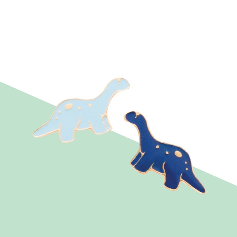 雷龙 / 迷惑龙 - 迷你侏罗纪系列 手作耳针 - 耳环/耳夹 - 其他金属 绿色