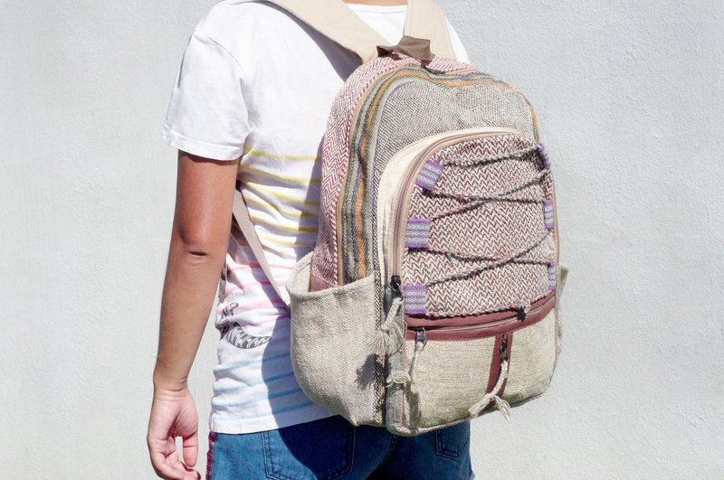 情人节 限量一件 手工棉麻拼接设计后背包 / 肩背包 / 民族登山包 / 拼布包 - 彩色森林民族后背包 - 后背包/双肩包 - 棉．麻 多色