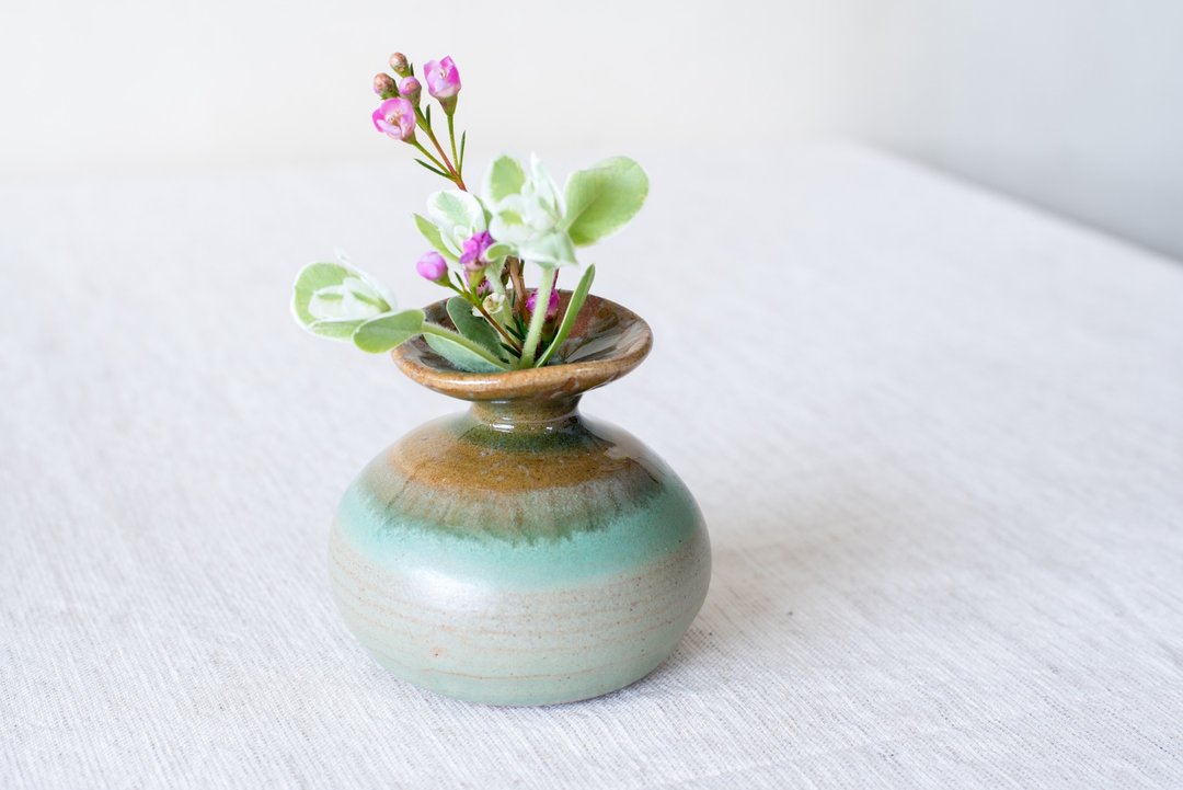 香氛  /  手拉坏・釉烧花器・手作陶艺 - 花瓶/陶器 - 陶 绿色