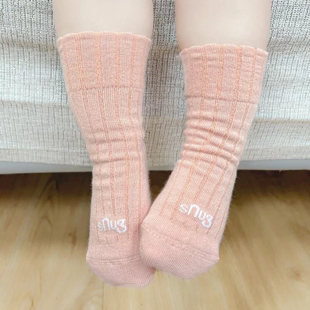 MIT中筒儿童袜-蜜桃橘 纯棉健康除臭袜 (有止滑) 多段尺寸 sNug - 婴儿袜子 - 棉 粉红色