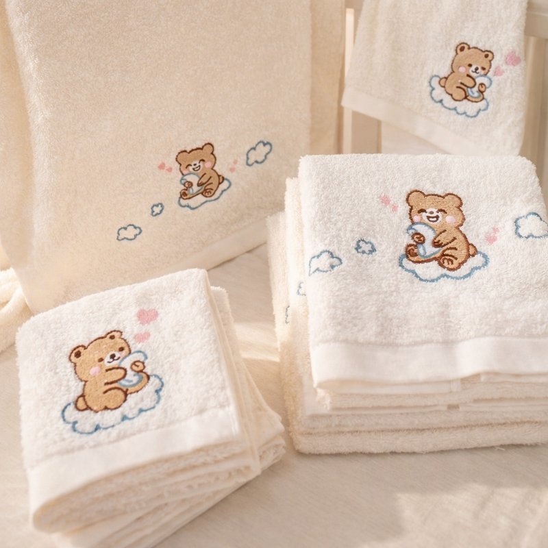 MIT 台湾制 天然无染 有机棉 云朵 云暖熊 毛巾 方巾 - 毛巾浴巾 - 棉．麻 