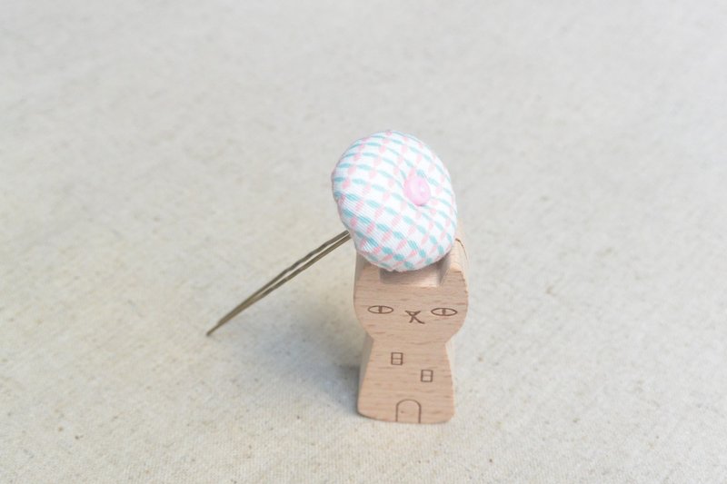 泡泡发簪 - 蓝粉格 - 发饰 - 纸 粉红色