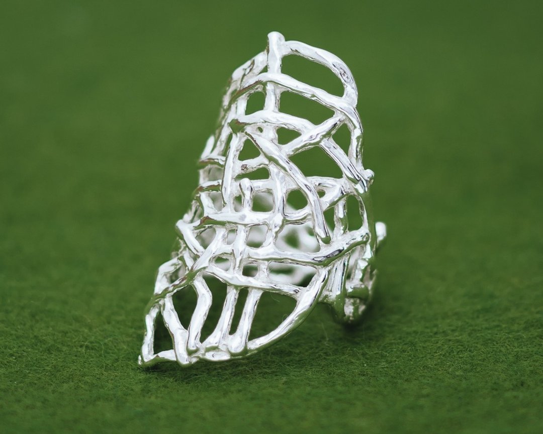 Mesh ring - Pattern ring - Statement ring - Organic design - hypoallergenic - 戒指 - 银 银色