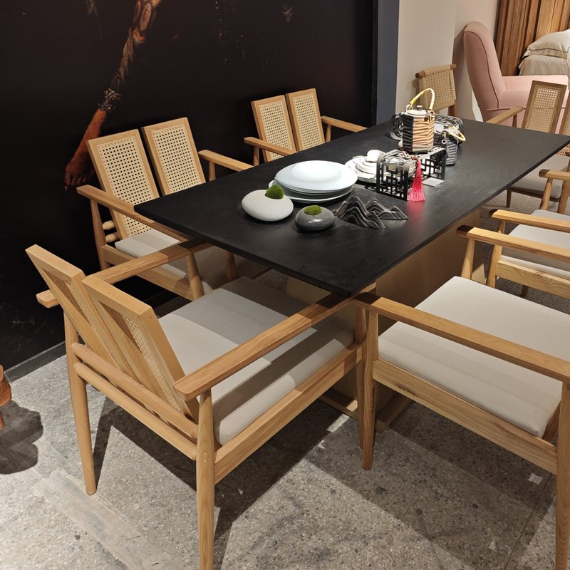 天然藤编扶手餐椅 蜻蜓造型设计 日式侘寂风格 实木原木 餐厅家具 - 椅子/沙发 - 木头 咖啡色