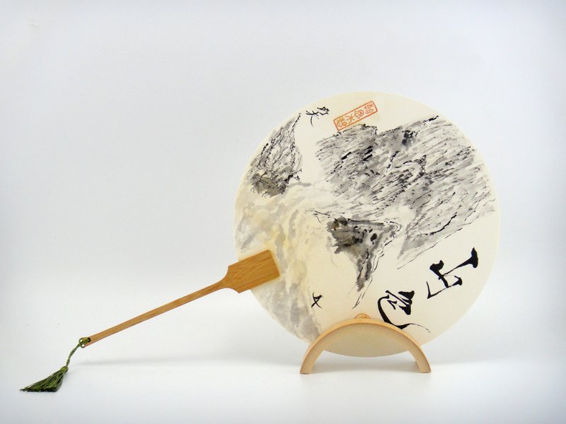 手绘古典圆扇-思量 山色 - 摆饰 - 纸 