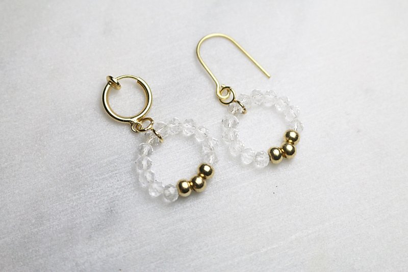 // VÉNUS觅饰 波波 玻璃水晶 黄铜 耳环 晶透 // 六色可选 ve073 - 耳环/耳夹 - 玻璃 透明