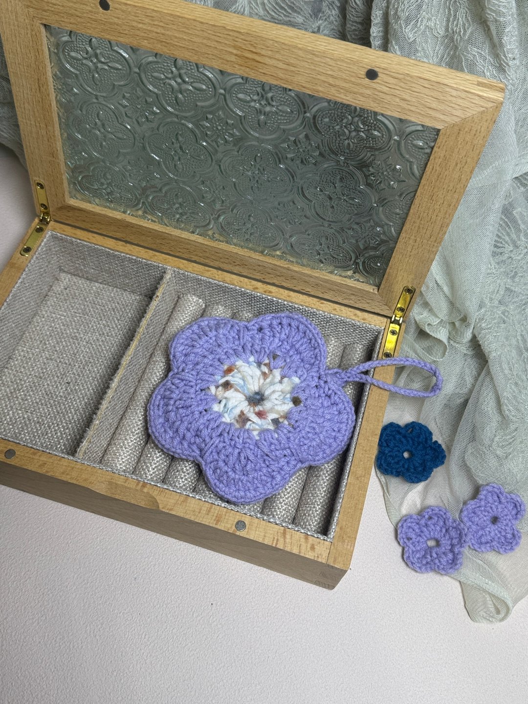 MUMU 小花花双色耳机收纳包 可装Airpods Pro HAND MADE - 耳机收纳 - 棉 