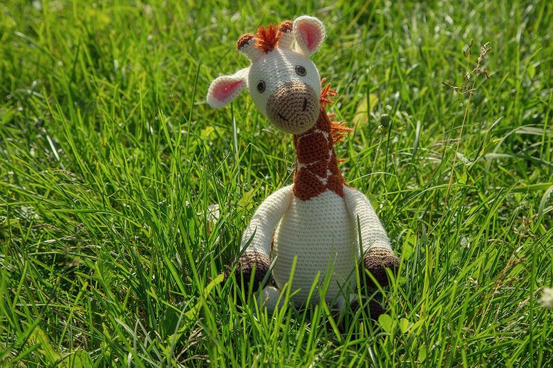 Crochet giraffe stripe, Crochet giraffe Stuffed toy, knitted giraffe - 玩具/玩偶 - 羊毛 