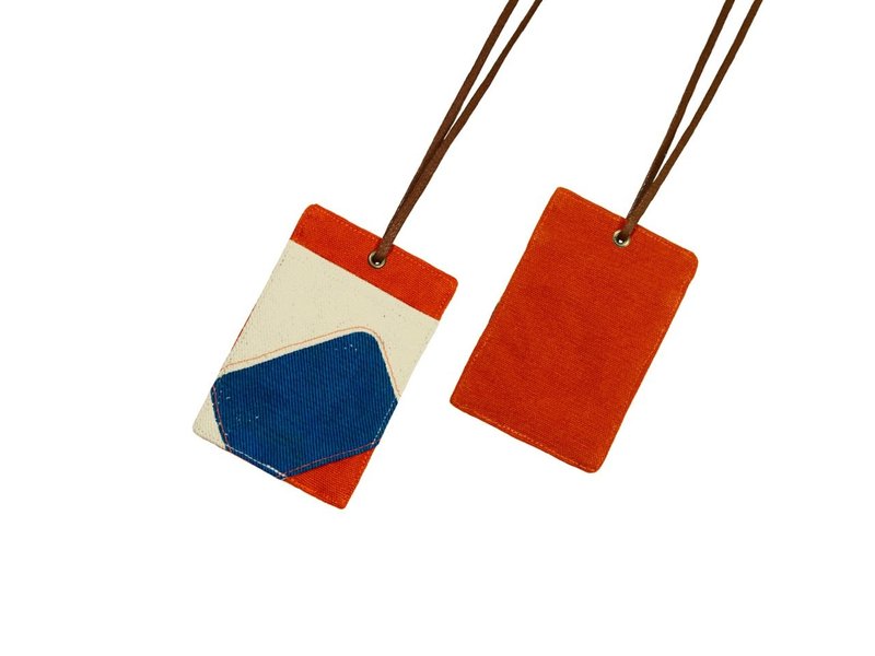 【挂式票卡夹】- 技艺蓝 - 证件套/卡套 - 棉．麻 橘色