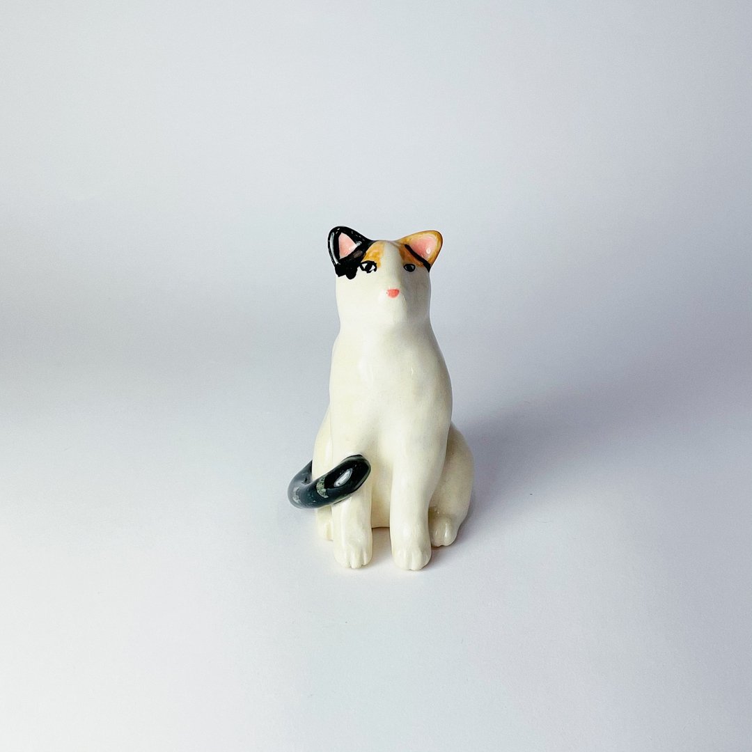 三花猫猫 - 摆饰 - 陶 白色
