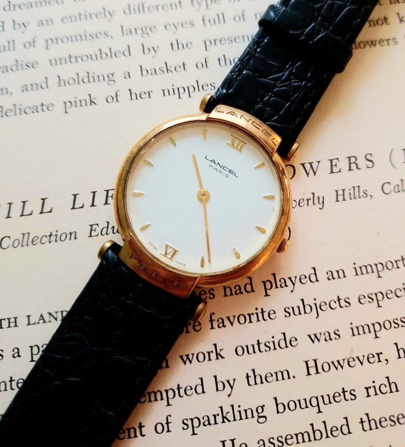 1970's 老法国 Lancel Paris 男用古董石英表 - 男表/中性表 - 其他金属 白色