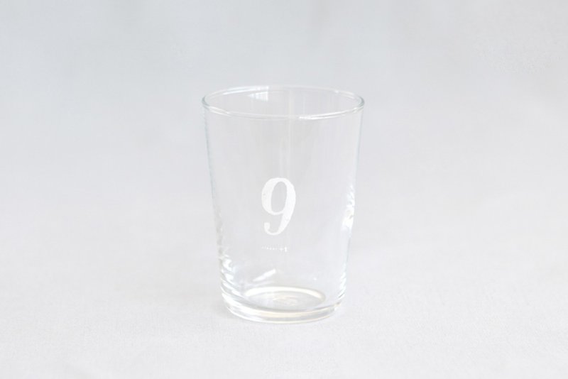 【+t企划】数字杯-白 9 - 玻璃杯 - 玻璃 透明