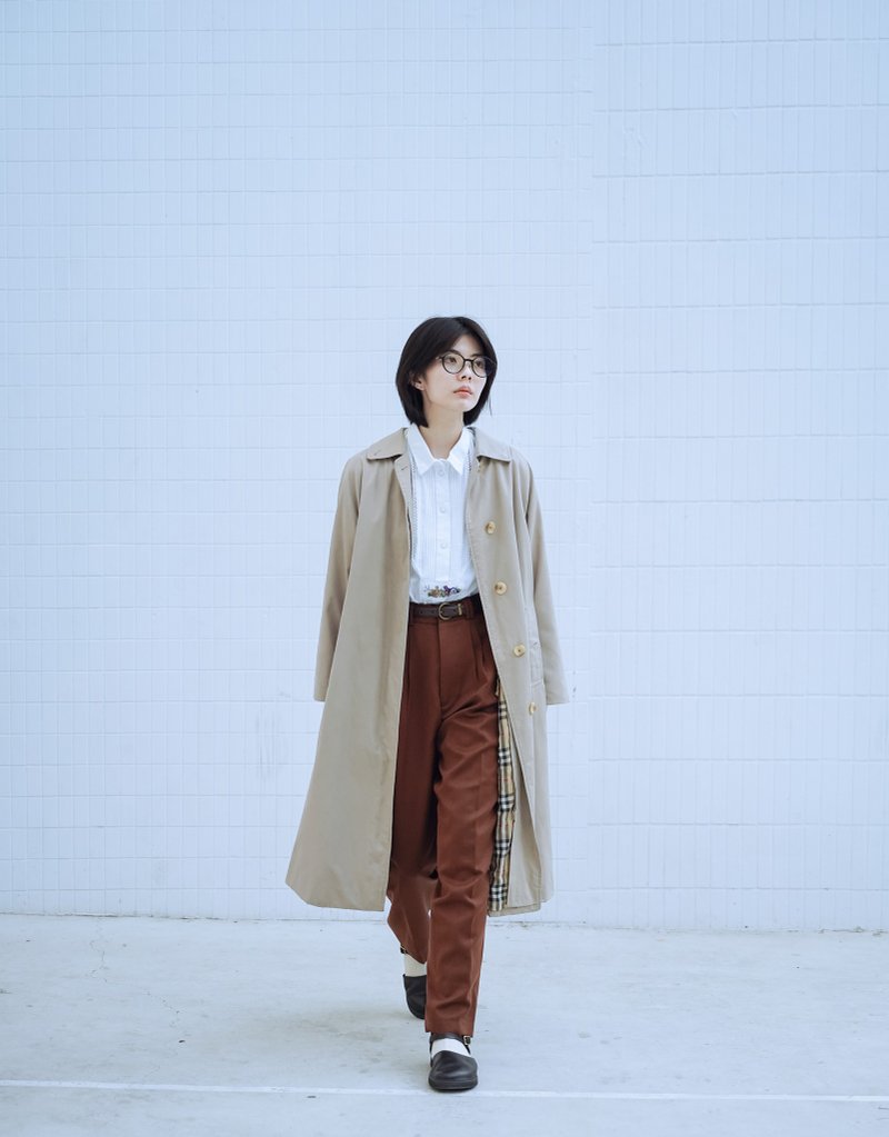 Burberry Coat 单排扣 直版剪裁Pimlico - 女装休闲/机能外套 - 棉 卡其色