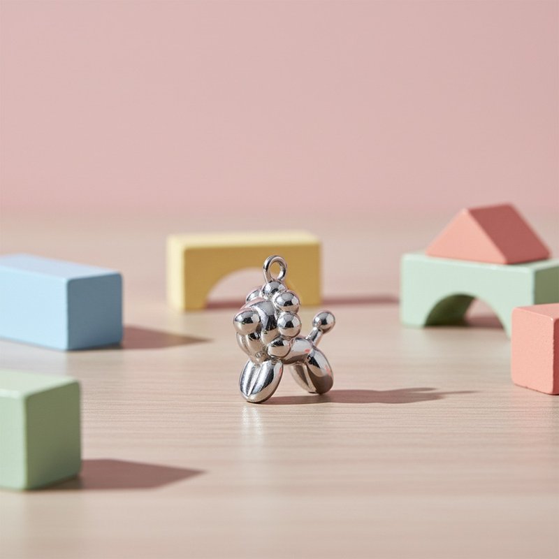 气球狮子单吊款项链 镜面原色 不锈钢 抗过敏 台湾制造 - 项链 - 不锈钢 银色