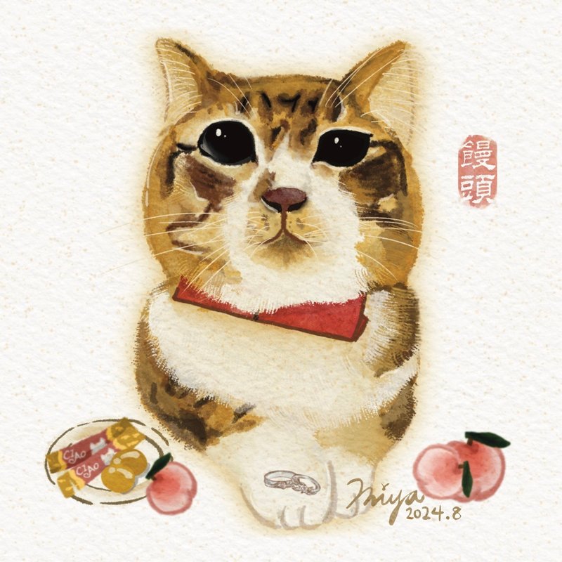 【宠物似颜绘】定制宠物画像/宠物肖像/猫咪、狗狗纪念 - 电子手绘真人画像/绘画/插画 - 其他材质 