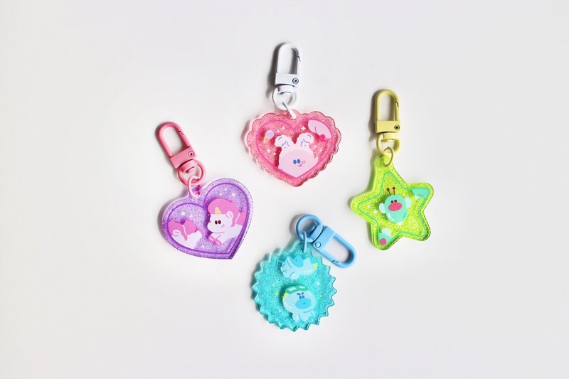 亮晶晶图形小吊饰 - 吊饰 - 塑料 粉红色