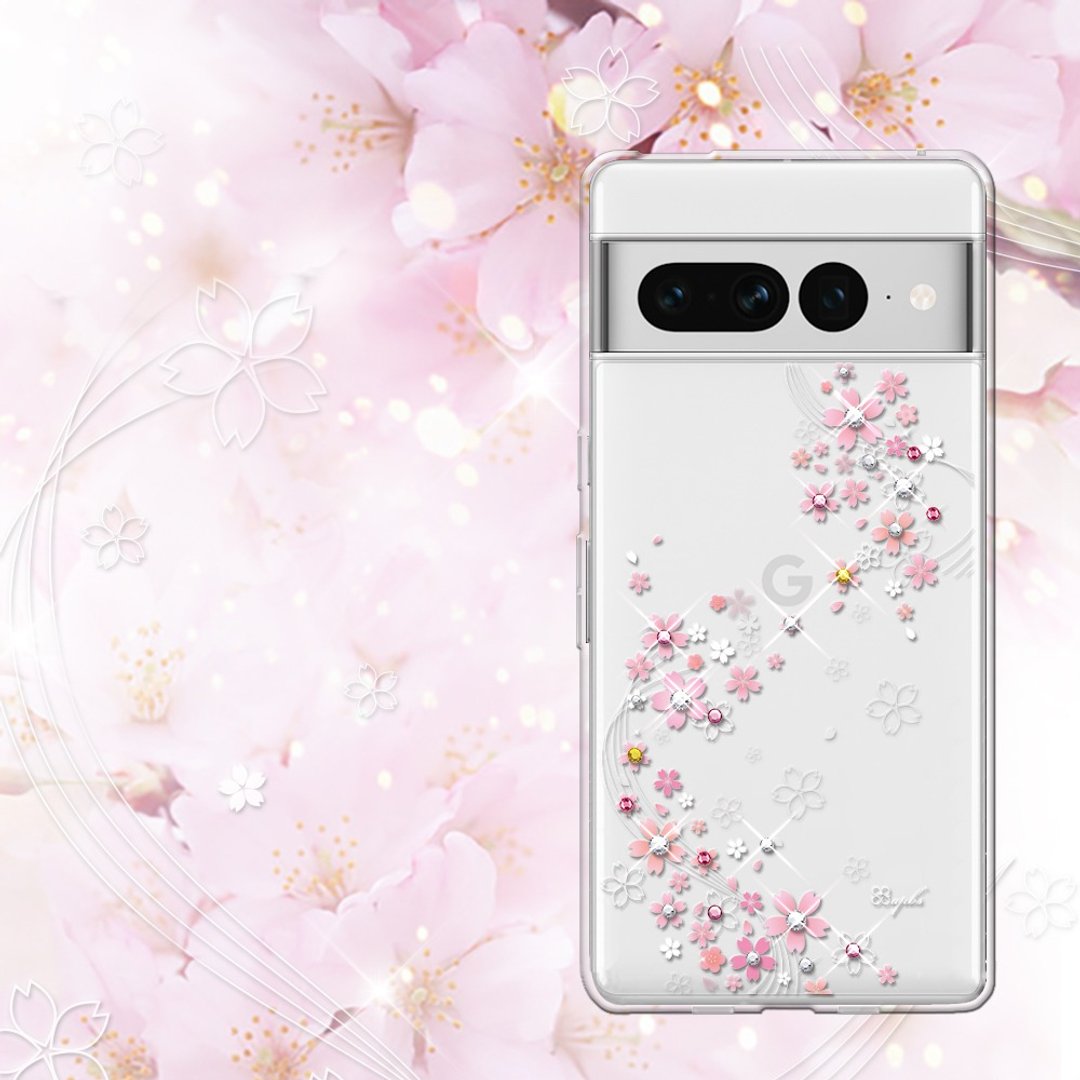 Google Pixel 7系列 轻薄军规防摔水晶彩钻手机壳-天籁之樱 - 手机壳/手机套 - 其他材质 多色