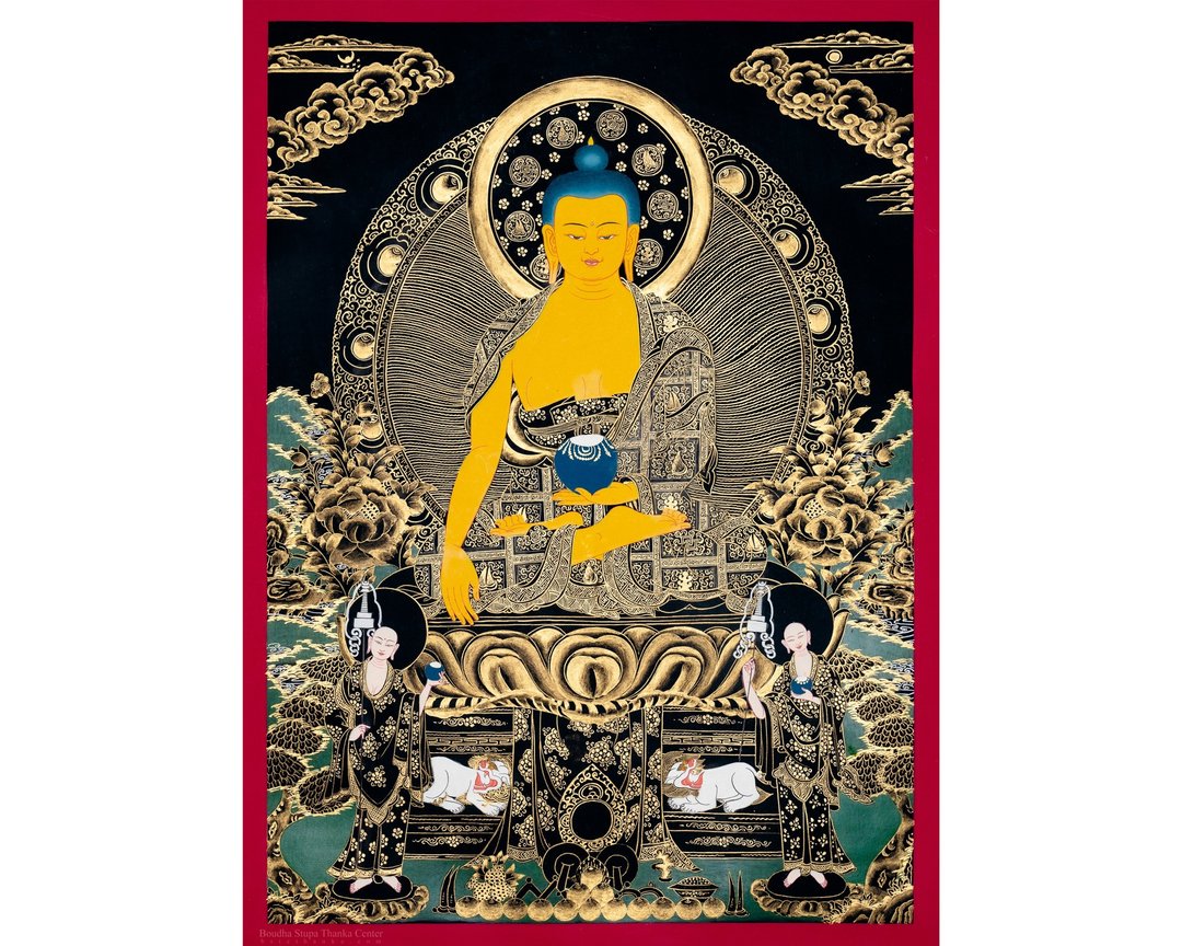 释迦牟尼佛唐卡 | 神圣的西藏画作 促进内心平静 - 墙贴/壁贴 - 其他材质 多色