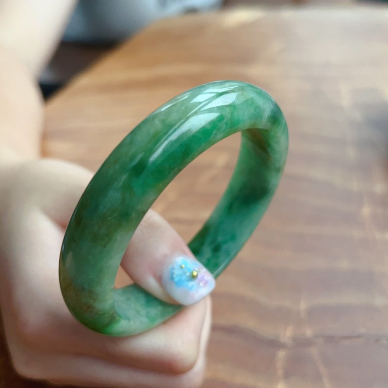 飘绿翡翠手镯 | 18.5围 | 天然缅甸玉翡翠A货 | 送礼 - 手链/手环 - 玉石 绿色