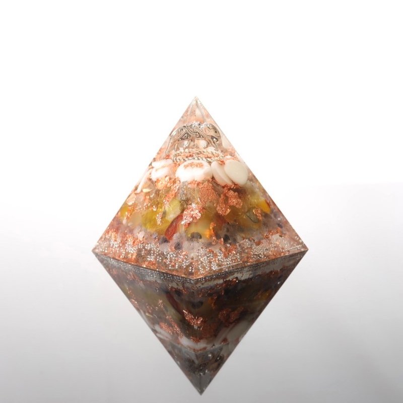 【定制化礼物】丰盛之象招财活力奥刚金字塔 - 摆饰 - 半宝石 黄色