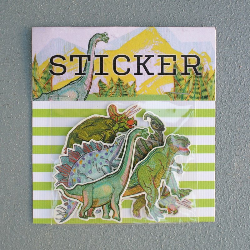 恐龙的远足日贴纸组 - 贴纸 - 纸 绿色