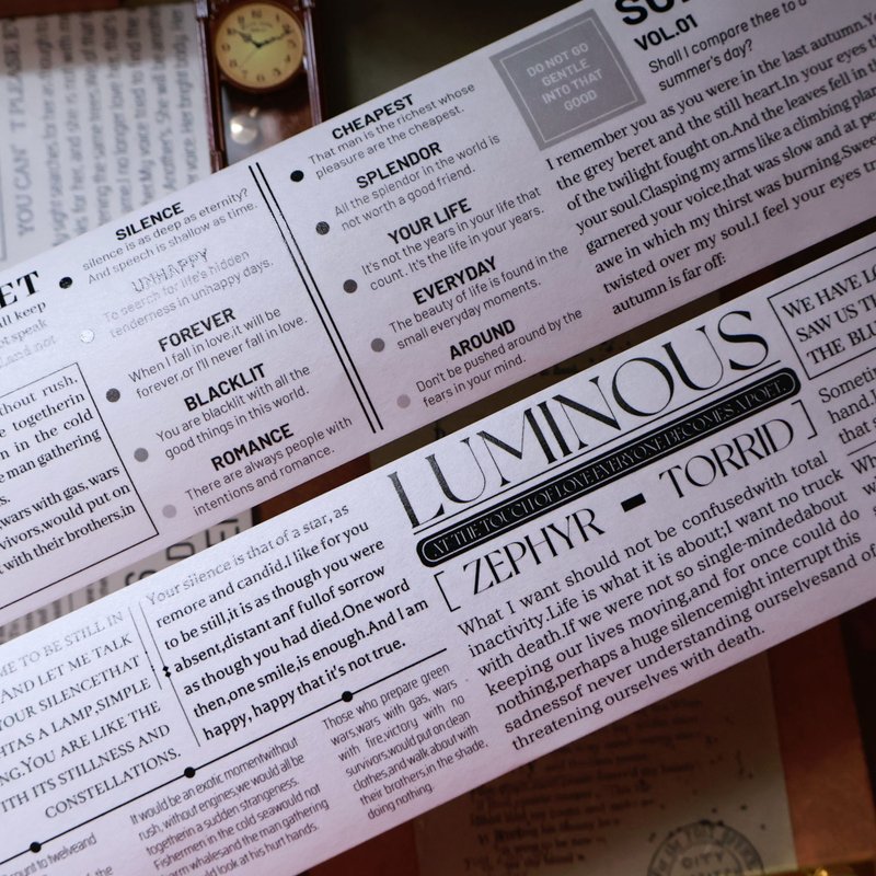 壹洱文创第14期新品【杂志手札】和纸胶带字素手账PET轻复古素材 - 纸胶带 - 其他材质 黑色