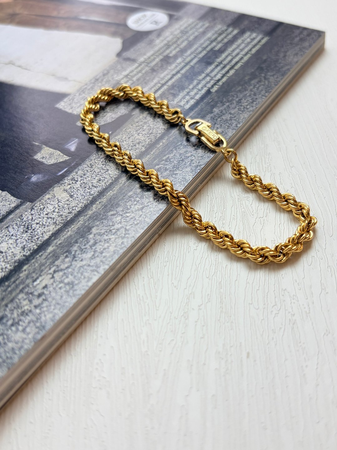 中古正品 Christian Dior 迪奥镀金扭绳设计手链 礼物 独一无二 - 手链/手环 - 其他金属 金色