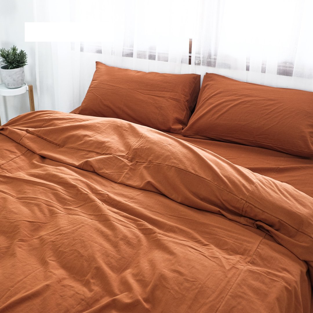 Cotton bedding set (fitted sheet + duvet cover + pillowcase) size 3.5 / 5 / 6 ft - 寝具 - 棉．麻 多色