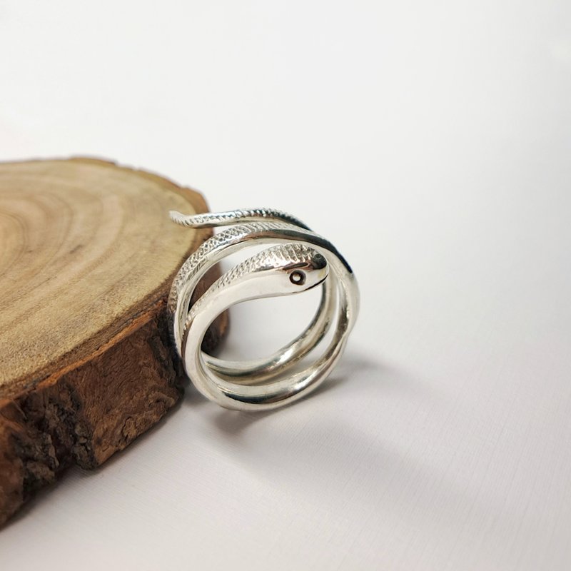 时晴金工  | 小灵蛇伙伴 | 银戒 - 戒指 - 纯银 银色