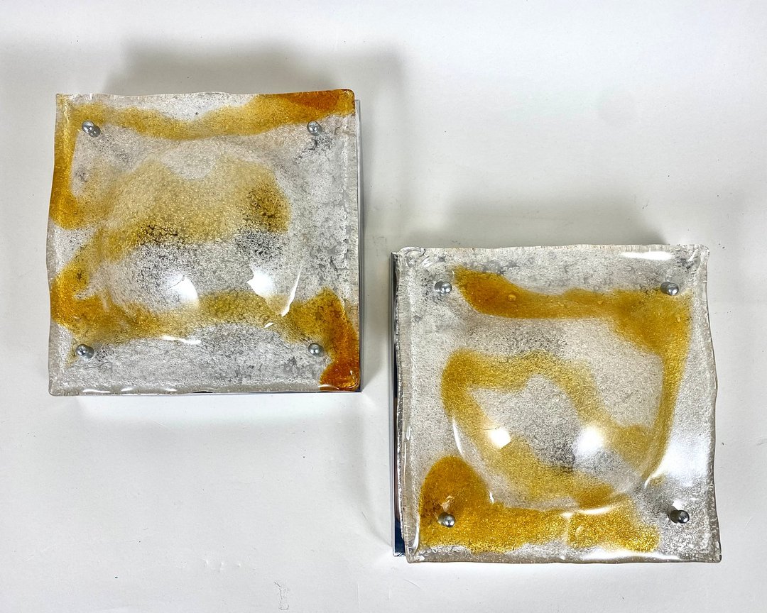 意大利 1960 年 Mazzega Murano 玻璃抽象壁灯一对 - 灯具/灯饰 - 玻璃 黄色