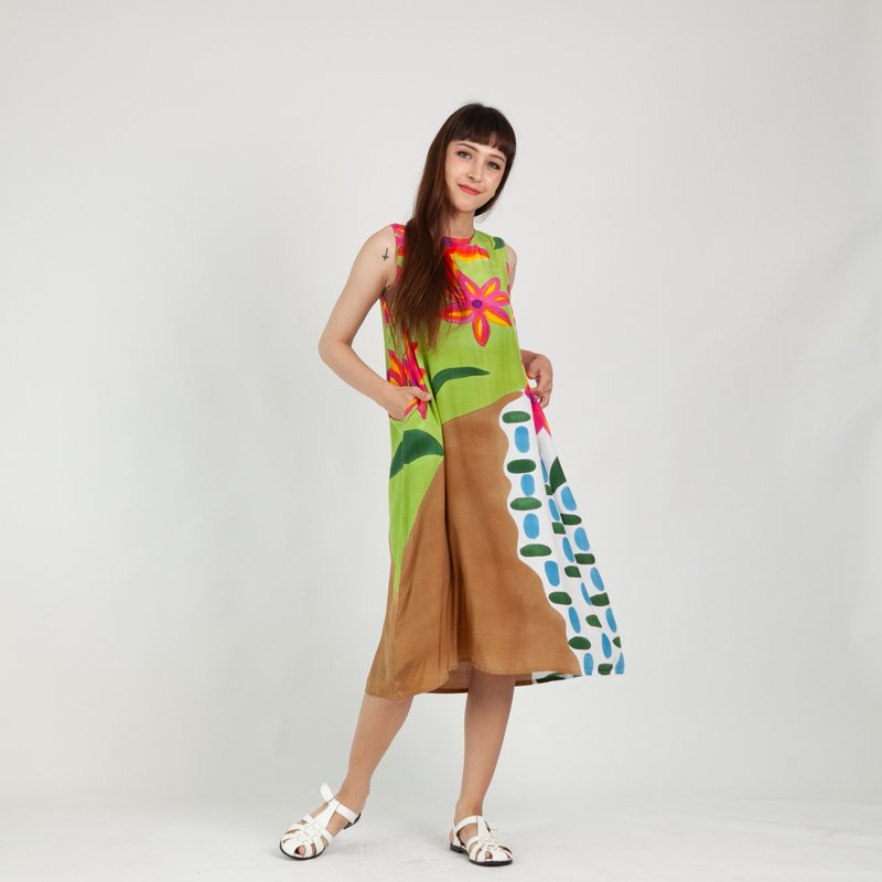 长款连衣裙 棉人造丝 手绘   均码 - 洋装/连衣裙 - 棉．麻 多色