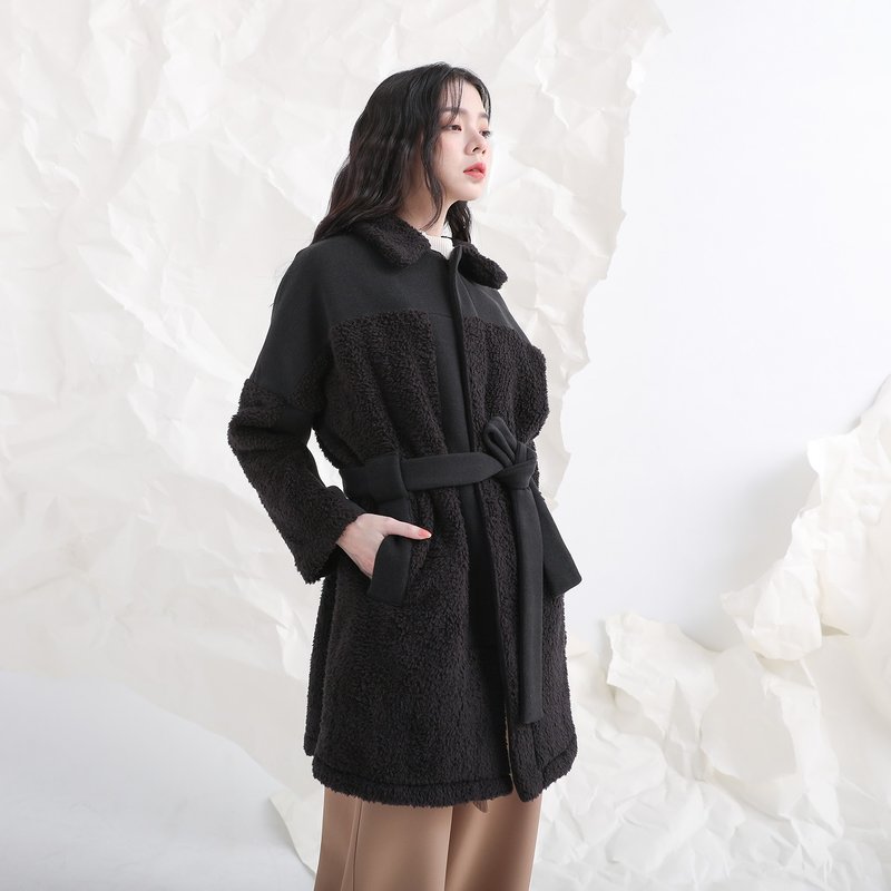 Biyi_比翼绒毛外套_21AF303_黑 - 女装休闲/机能外套 - 聚酯纤维 黑色