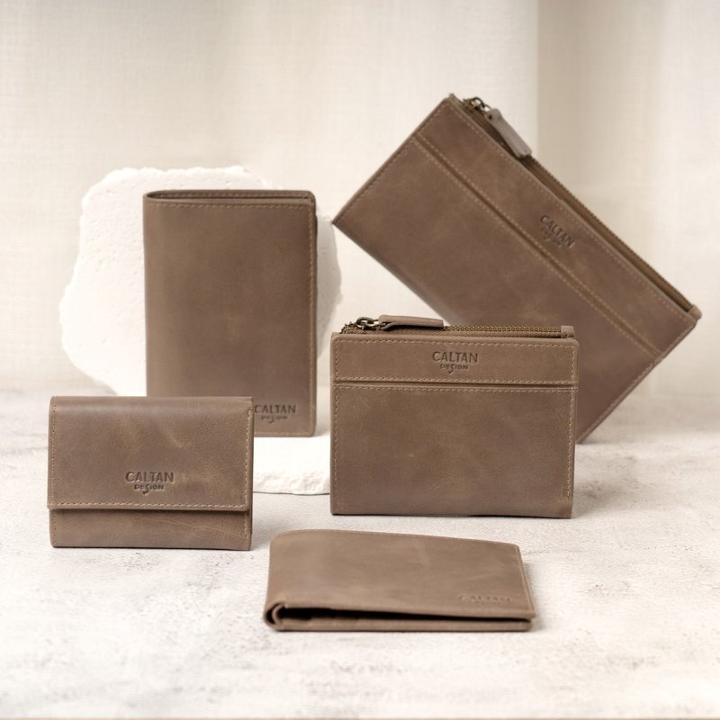 【24hr快速出货】焦糖拿铁 真皮 短夹 中夹 长夹 钱包 皮夹 礼物 - 皮夹/钱包 - 真皮 卡其色