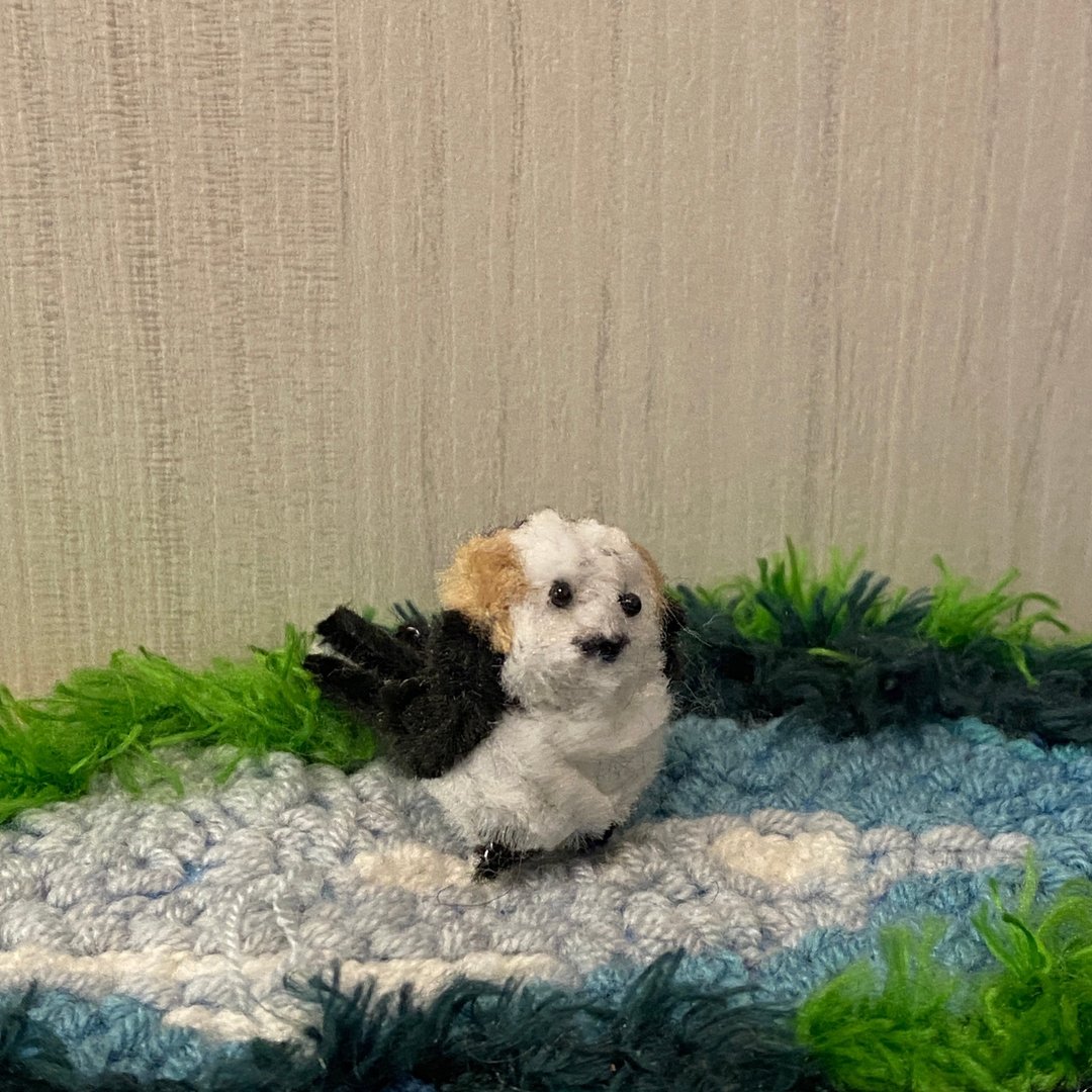 银喉长尾山雀シマエナガ 北海道雪之妖精3cm-毛根扭扭棒手作/娃娃 - 玩偶/公仔 - 其他材质 黑色