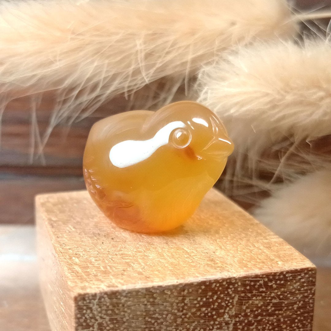 小雕件 小品生肖-小鸡 红玉髓 - 摆饰 - 玉石 橘色