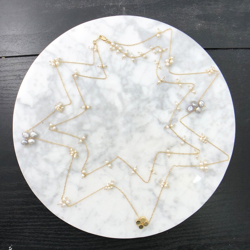 【独一无二】和风珍珠14KGF项链 多种戴法 珍珠项链 优雅礼物 - 耳环/耳夹 - 宝石 金色