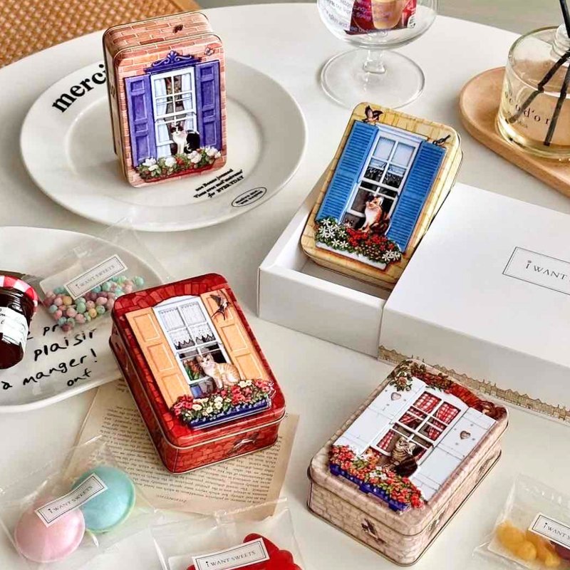 窗边猫咪糖果礼盒 - 2款入【英国糖迷你包4包入】 - 零食/点心 - 其他材质 白色