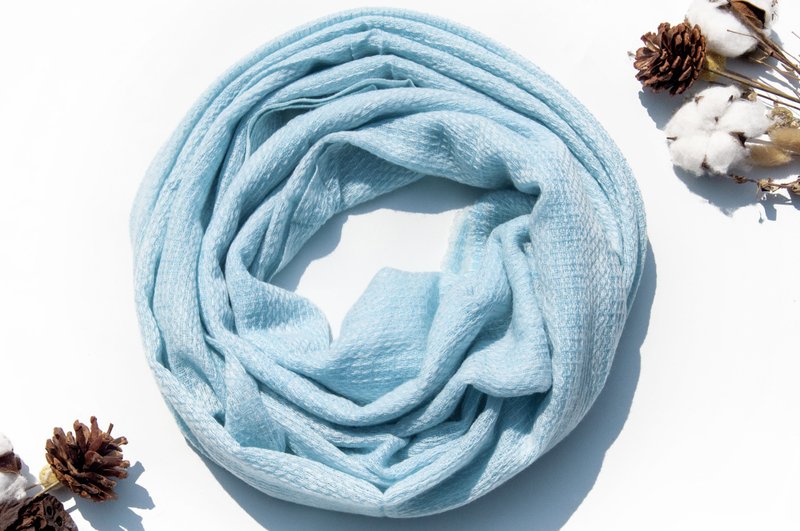 喀什米尔Cashmere 针织围巾 纯羊毛围巾 手织围巾 编织围巾-海洋 - 围巾/披肩 - 羊毛 蓝色