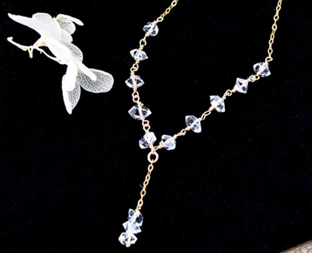 Herkimer Diamond Station Necklace - 项链 - 宝石 