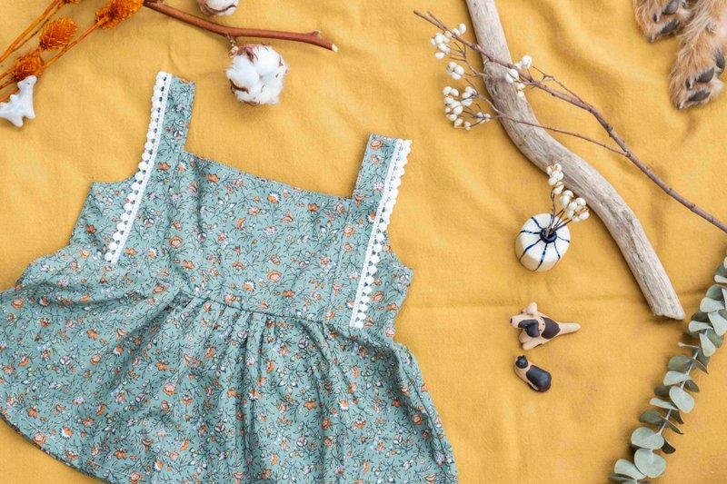 Minnsew 纯棉宝宝花边背心 - 童装上衣 - 棉．麻 绿色