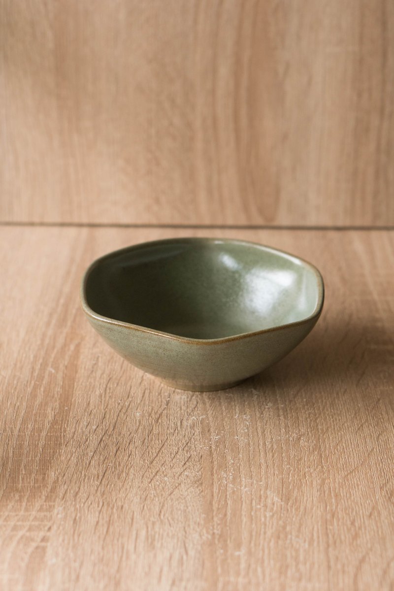 墨绿六边形晚 - 碗 - 陶 绿色