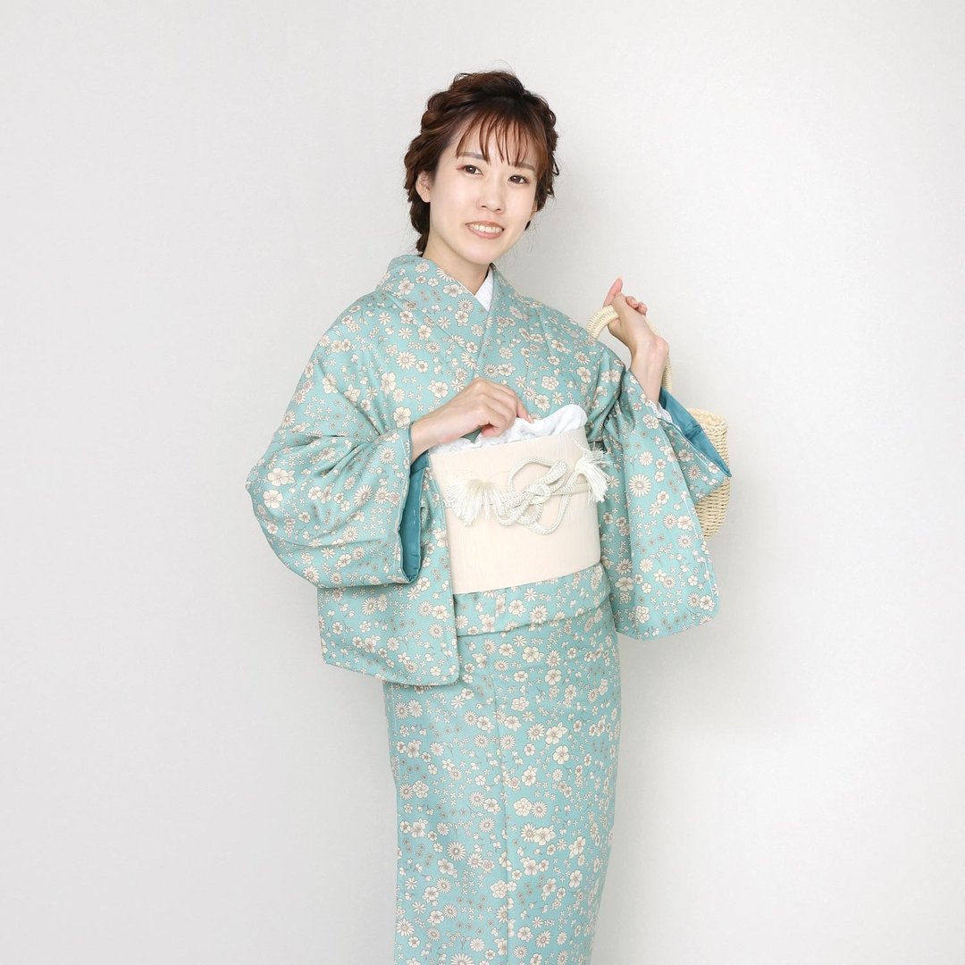 和服 单品 女 日本 Awase kimono M L km-aw46 - 其他 - 聚酯纤维 绿色