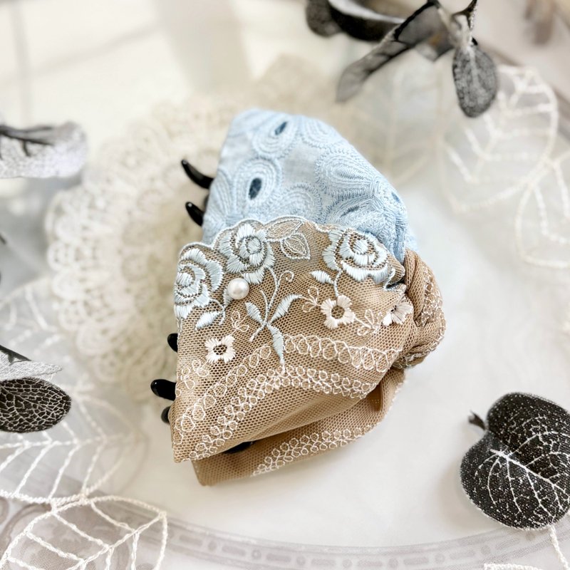 三角蝴蝶结抓夹 / 鲨鱼夹 发夹 英式刺绣蕾丝 包头 手工 头饰 - 发饰 - 其他材质 多色