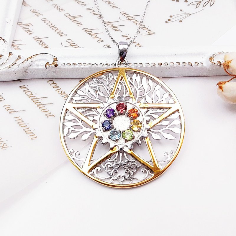 独家灵性能量项链 大天使麦达昶指导创作 生命光之轮纯银项链吊坠 - 项链 - 纯银 