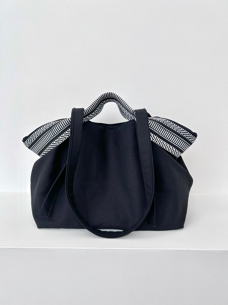 秋季新品 预购限时75折 / 优雅黑 侧背手提两样风情 - 侧背包/斜挎包 - 棉．麻 黑色