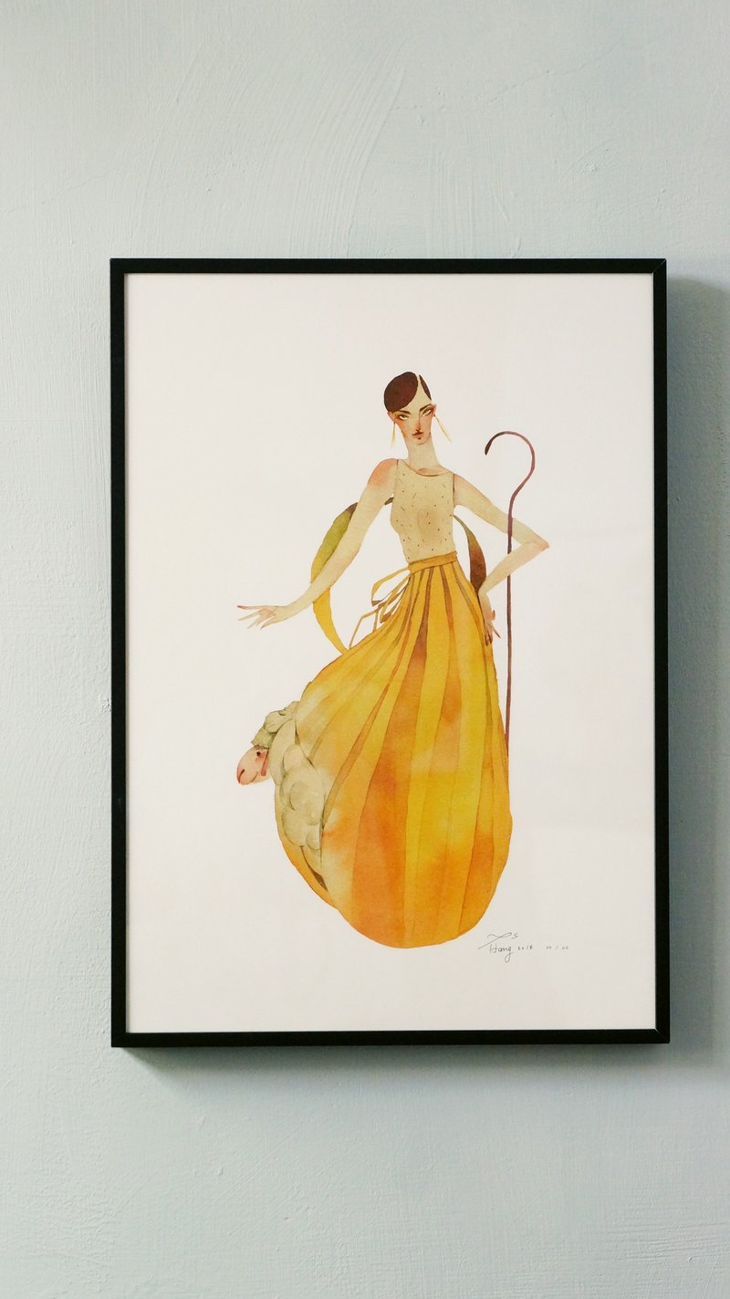 限量复制画作【忆起你的原始灵魂】8号 牧羊人  (含框) - 海报/装饰画/版画 - 纸 橘色