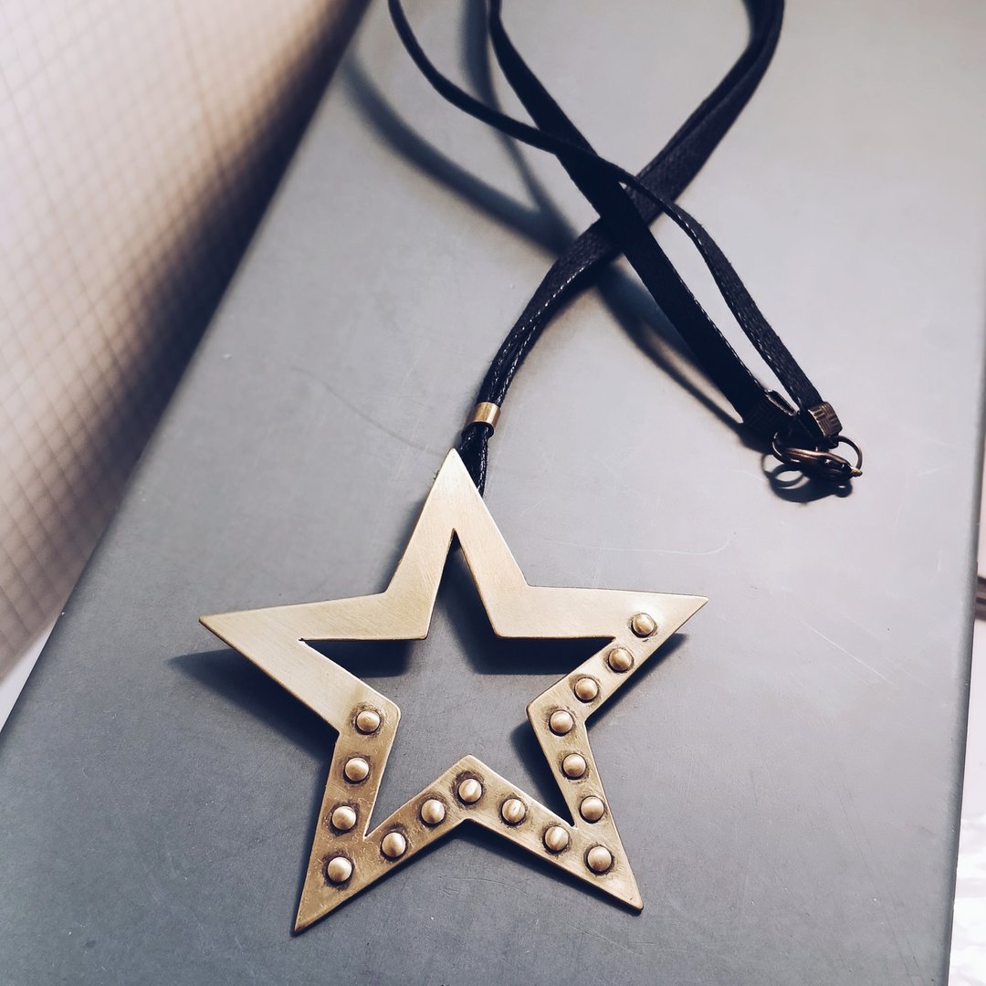 【Fight for STAR 系列】黄铜铆钉星星项链/黄铜/手工 - 长链 - 铜/黄铜 