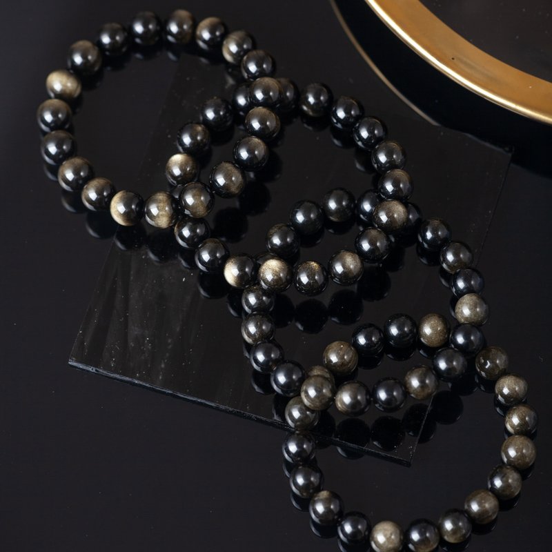 黑曜石手链 | 顶级猫眼黑曜石手链 金曜石心选 | 抵御负能量水晶 - 手链/手环 - 水晶 黑色