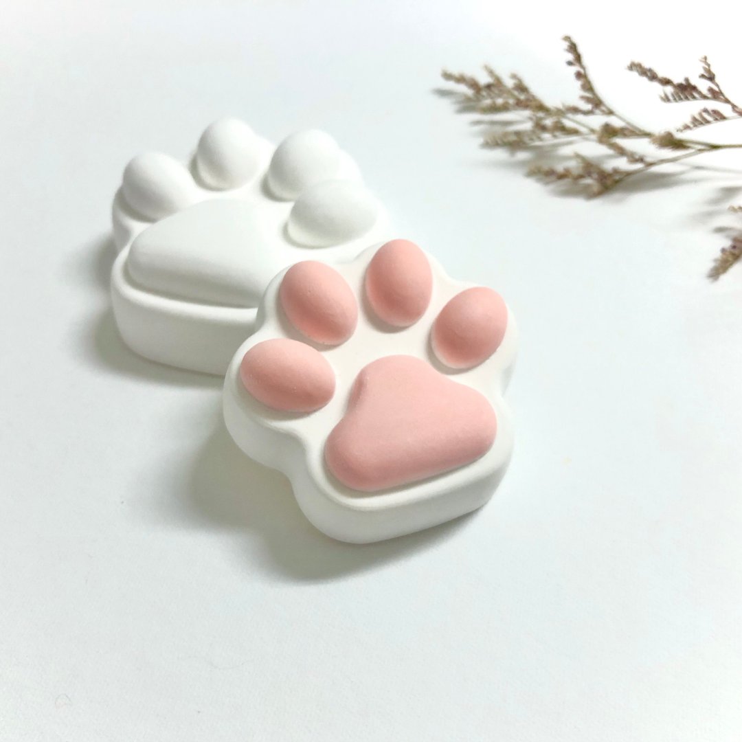 【手工制】猫掌立体款-香氛石/扩香石 - 摆饰 - 其他材质 白色