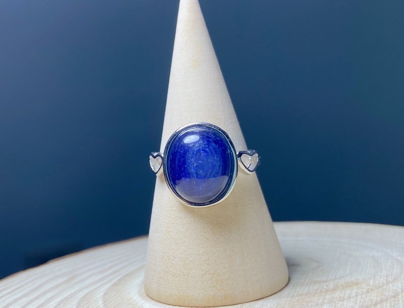 |蓝晶石戒指|绝美蓝色系|925半银|气质优雅|防过敏保色|爱心戒拖 - 戒指 - 半宝石 